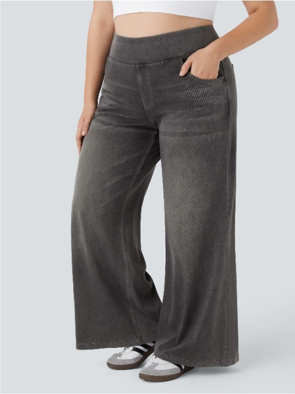 HALARA Women's Flare/Wide Leg Jeans - Charcoal Gray
